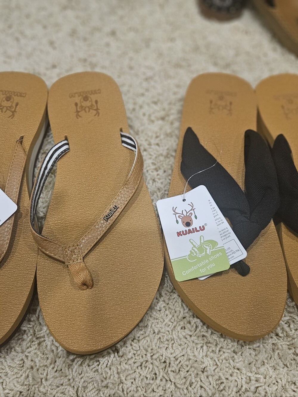 Women's Tan Flip Flops - Casual Beach Sandals